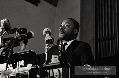 Martin Luther King, Jr. speaks at an evening rally in Brown Chapel. Selma, AL, 1965.