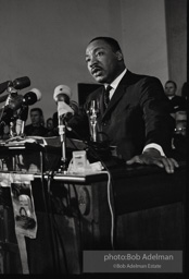 Martin Luther King, Jr. speaks at an evening rally in Brown Chapel. Selma, AL, 1965.