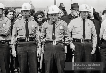 Wall of troopers and possemen, Selma 1965.