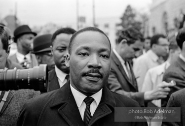 King after learning of the removal of the federal injunction against a march from Selma to Montgomery, Montgomery 1965.