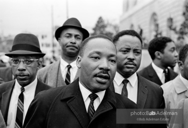 King after learning of the removal of the federal injunction against a march from Selma to Montgomery, Montgomery 1965.