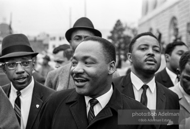 King after learning of the removal of the federal injunction against a march from Selma to Montgomery, Montgomery 1965.