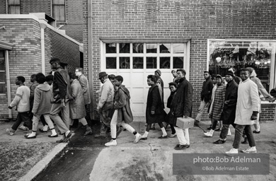 Demonstrators approaching the Courthouse. Selma, 1965.