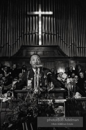 Martin Luther King, Jr. speaks at an evening rally in Brown Chapel. Selma, AL, 1965.