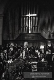 Martin Luther King, Jr. speaks at an evening rally in Brown Chapel. Selma, AL, 1965.