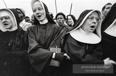 Nuns singing outside Brown Chapel, Selma 1965. After Bloody Sunday, King asked religious leaders from around the country to come to Selma to participate in the planned Selma-to-Montgomery march, an appeal that drew a wide response.