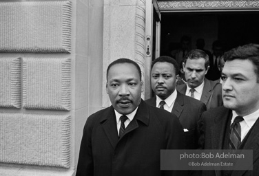 King after learning of the removal of the federal injunction against a march from Selma to Montgomery, Montgomery 1965.