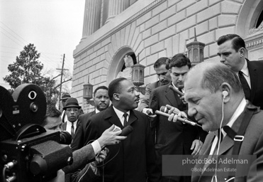 King after learning of the removal of the federal injunction against a march from Selma to Montgomery, Montgomery 1965. King after learning of the removal of the federal injunction against a march from Selma to Montgomery, Montgomery 1965.