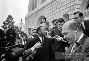 King after learning of the removal of the federal injunction against a march from Selma to Montgomery, Montgomery 1965.