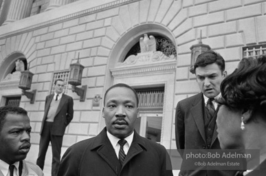 King after learning of the removal of the federal injunction against a march from Selma to Montgomery, Montgomery 1965.