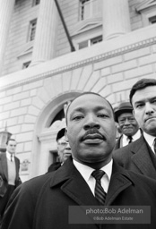 King after learning of the removal of the federal injunction against a march from Selma to Montgomery, Montgomery 1965. King after learning of the removal of the federal injunction against a march from Selma to Montgomery, Montgomery 1965.