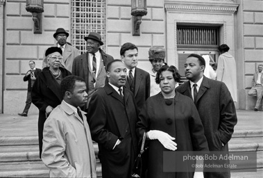 King after learning of the removal of the federal injunction against a march from Selma to Montgomery, Montgomery 1965. King after learning of the removal of the federal injunction against a march from Selma to Montgomery, Montgomery 1965.