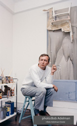 Jasper Johns at his Riverside Drive studio. New York City, 1964.