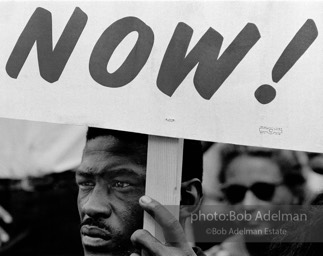 Redemption: Protestor demands the promise of full equality promised in the 13, 14, and, 15th amendments at the assembly at the Washington Monument.  Washington, D.C. August 28, 1963.