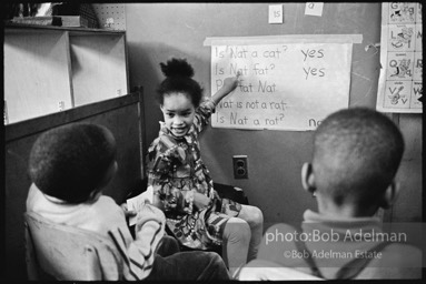 Innovative-English Infants School. New York City, 1970-Deborah Meirs' classroom; she later became an expert on improving public eduction. She put an emphasis on children learning through play rather than teaching, small class size, fostering children's curiosity and interest.BIS_144_01a-09 001