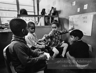 Innovative-English Infants School. New York City, 1970-Deborah Meirs' classroom; she later became an expert on improving public eduction. She put an emphasis on children learning through play rather than teaching, small class size, fostering children's curiosity and interest.BIS_144_07a-05 001