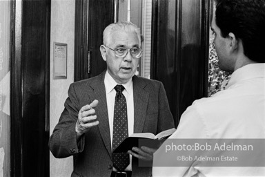 Russell Cantwell solicits contributions for Jehova's Witnesses in Brooklyn, 1991. His and his father's convictions for soliciting without liscense in New Haven were overturned by the Supreme Court in 1940.