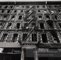 Photographs of the living conditions of poor people on the lower East Side, in Harlem;
photographs of abandoned buildings and abandoned neighborhoods.