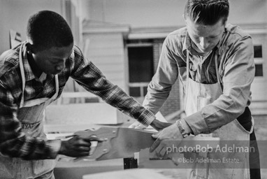 Job Corps-Office of Economic Opportunity photographs showing the program, mostly for young male
school dropouts with limited skills who volunteer to get governmental training to prepare
them for the workforce as part of the war on poverty. Many were handicapped by an
inability to read or a lack of job skills.