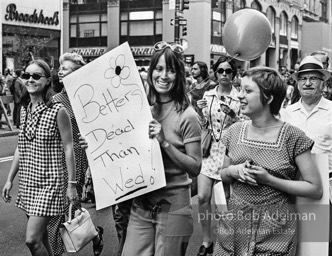 First Women's Lib march on 5th ave, NYC. August, 1970