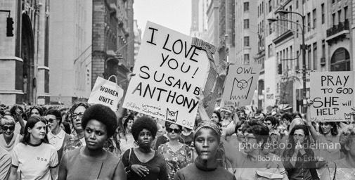 First Women's Lib march on 5th ave, NYC. August, 1970