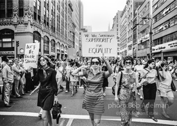 First Women's Lib march on 5th ave, NYC. August, 1970