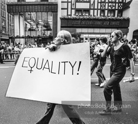 First Women's Lib march on 5th ave, NYC. August, 1970