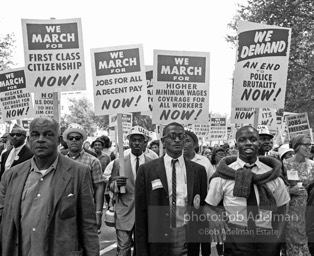 Proud determined marchers approach the Lincoln Memorial,  Washington, D.C.  August 28, 1963.