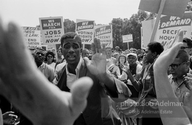 High spririted Movement celebrate. The long deffered promise of racial equality is now on the national adgenda. Washington, D.C.  August 28, 1963.