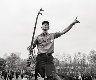 Pete Seeger at an anti-war demonstration in Central Park. NYC, 1968.