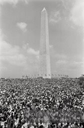 Demonstrators gather at the Washington Memorial.Poor peoples march, Washington D.C. 1968.