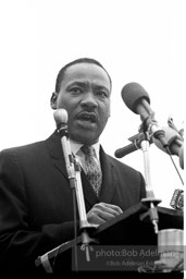 Martin Luther King addresses the largest peace demonstration against the Vietnam war at the United Nations Plaza. NYC.April 15. 1967