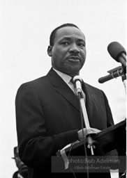 Martin Luther King addresses the largest peace demonstration against the Vietnam war at the United Nations Plaza. NYC.April 15. 1967