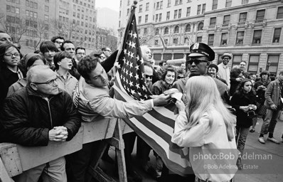 Martin Luther King led anti-Vietnam war protest. NYC, 1967.