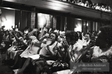 The audience responds as Martin Luther King and Ralph Abernathy speak at the 16th Stret Baptist Church. Birmingham Alabama, 1963. The audience responds as Martin Luther King and Ralph Abernathy speak at the 16th Stret Baptist Church. Birmingham Alabama, 1963.