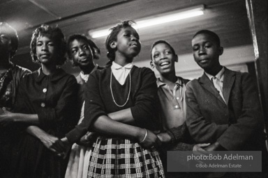 Young protestors meeting in the basement of the 16th Street Baptist Church. Birmingham, Alabama, 1963.