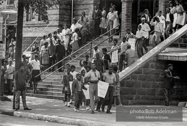 A wave of youthful protestors leaving the 16th Street Baptist Church. Birmingham Al, 1963.