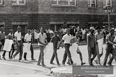 A wave of youthful protestors leaving the 16th Street Baptist Church. Birmingham Al, 1963.