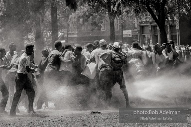 Unified resistance, Kelly Ingram Park, Birmingham 1963
Demonstrators quickly learned that by huddling together they could use their combined strength to withstand the blast of the fire hoses. Unified resistance, Kelly Ingram Park, Birmingham 1963
Demonstrators quickly learned that by huddling together they could use their combined strength to withstand the blast of the fire hoses.