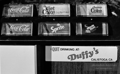 Soft drink machine at Duffy’s, Calistoga, California. (1989)