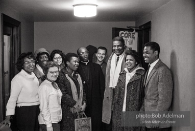Actor Ossie Davis joins CORE volunteers at the sit in at the Brookly Board of Education. -Brooklyn chapter of the Congress of Racial Equality sit-in at P.S. 200. November, 1962.BE_06-22 001