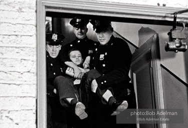 Brooklyn Congress of Racial Equality sit-in against unfair housing policy at Midwood Homes and Westwood Federal savings and loans. Began on Christmas day, 1962. New York City, January, 1963.