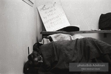 Brooklyn Congress of Racial Equality sit-in against unfair housing policy at Midwood Homes and Westwood Federal savings and loans. Began on Christmas day, 1962. New York City, January, 1963.