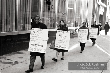 Brooklyn Congress of Racial Equality sit-in against unfair housing policy at Midwood Homes and Westwood Federal savings and loans. Began on Christmas day, 1962. New York City, January, 1963.