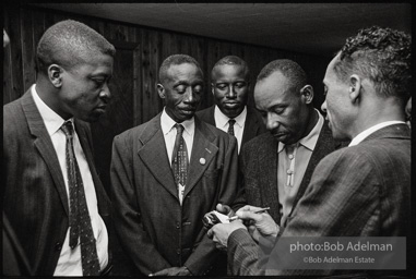 Frank Robinson, CORE field secretary in South Carolina, organized a protest where hundreds of black voters conducted a stand-in to call attention to their inability to register to vote because of lack of staff and the nature of the registration process. Kingstree, SC, March, 1963