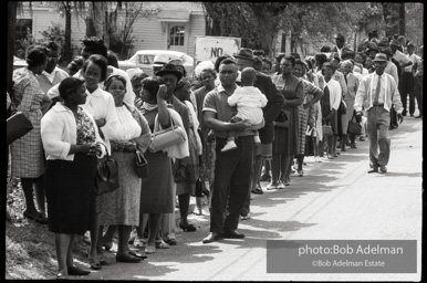 Frank Robinson, CORE field secretary in South Carolina, organized a protest where hundreds of black voters conducted a stand-in to call attention to their inability to register to vote because of lack of staff and the nature of the registration process. Kingstree, SC, March, 1963