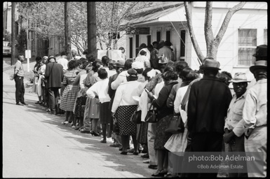 Frank Robinson, CORE field secretary in South Carolina, organized a protest where hundreds of black voters conducted a stand-in to call attention to their inability to register to vote because of lack of staff and the nature of the registration process. Kingstree, SC, March, 1963