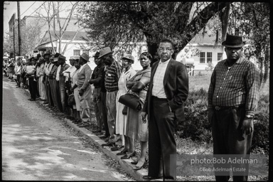 Frank Robinson, CORE field secretary in South Carolina, organized a protest where hundreds of black voters conducted a stand-in to call attention to their inability to register to vote because of lack of staff and the nature of the registration process. Kingstree, SC, March, 1963