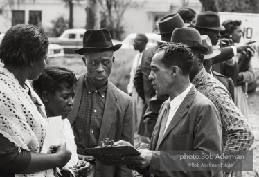 Frank Robinson, CORE field secretary in South Carolina, organized a protest where hundreds of black voters conducted a stand-in to call attention to their inability to register to vote because of lack of staff and the nature of the registration process. Kingstree, SC, March, 1963