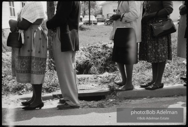 Frank Robinson, CORE field secretary in South Carolina, organized a protest where hundreds of black voters conducted a stand-in to call attention to their inability to register to vote because of lack of staff and the nature of the registration process. Kingstree, SC, March, 1963